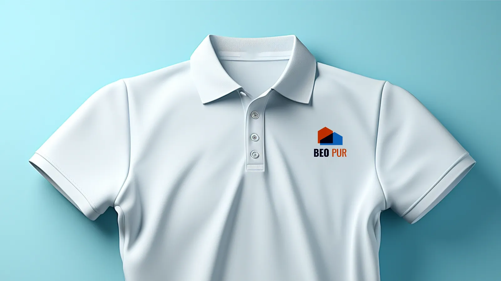 Koszulka polo z logo BEO PUR — element materiałów firmowych