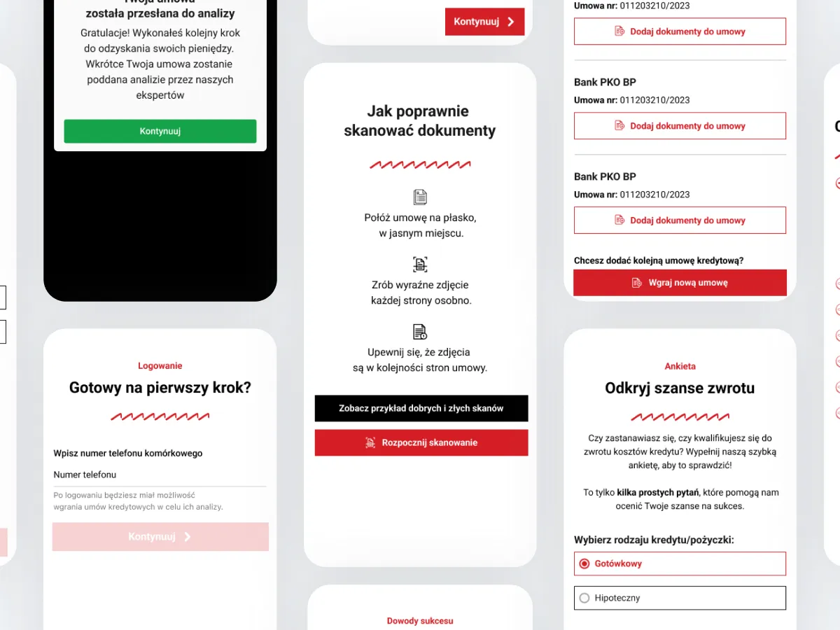 ZwrotyBankowe — projekt interfejsu aplikacji mobilnej